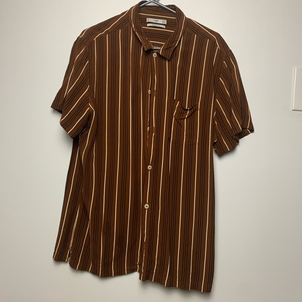 Mango Man short sleeved mens striped shirt, size L